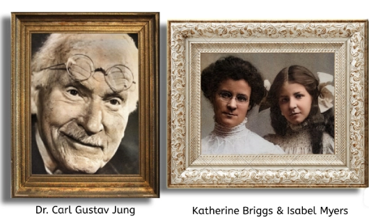 Framed photos of Dr. Carl Jung and Myers and Briggs